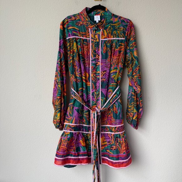 J.Marie Asher Multicolor Tropical Long Sleeve Button Front Dress Size XL - Picture 2 of 6
